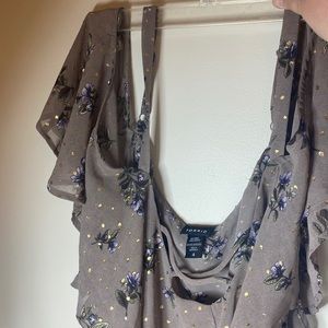 Torrid Size 4 Floral Cold Shoulder Flutter Sleeve Top